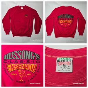 RARE VINTAGE HUSSONG'S CLASSIC CANTINA ENSENADA WORLD FAMOUS RED SWEATSHIRT XL